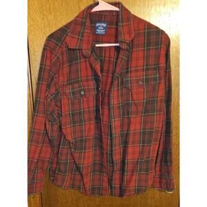 Faded Glory Mens Medium 38-40 Red Plaid Long Sleeve Button Up Flannel Shirt